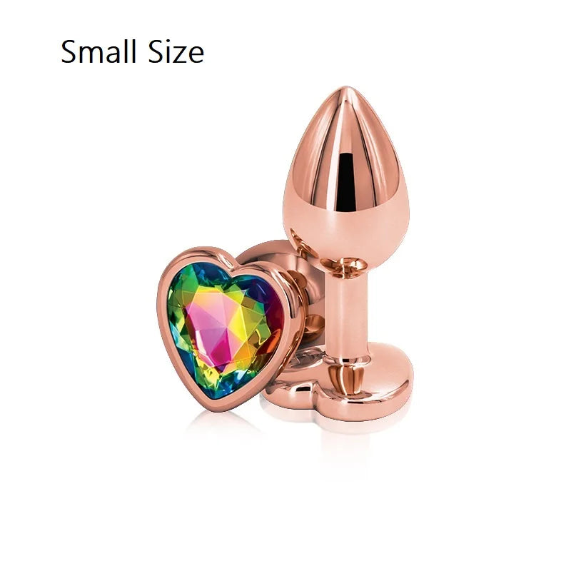 Heart-Shaped Crystal Metal Anal Set