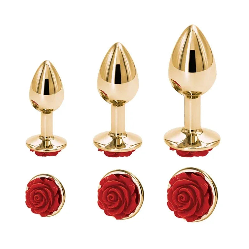 Heart-Shaped Crystal Metal Anal Set - Puppy's Aesthetics