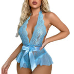 Midnight Tease Mesh Lace Babydoll Bodysuit (Colors)