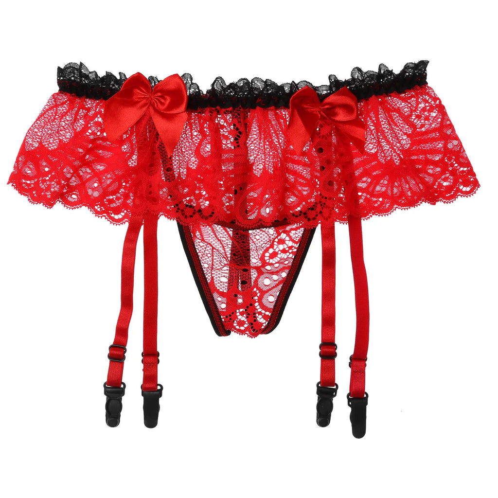 Sissy Garter Lace Bow Briefs (Colors)