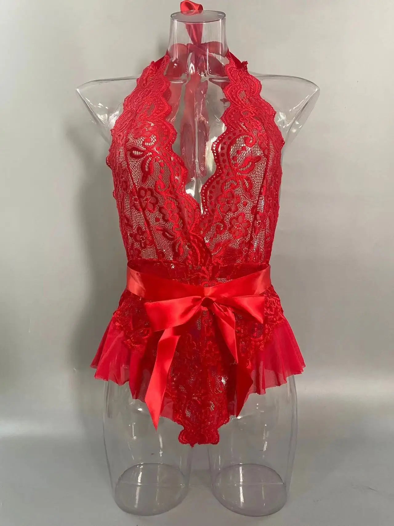 Midnight Tease Mesh Lace Babydoll Bodysuit (Colors)