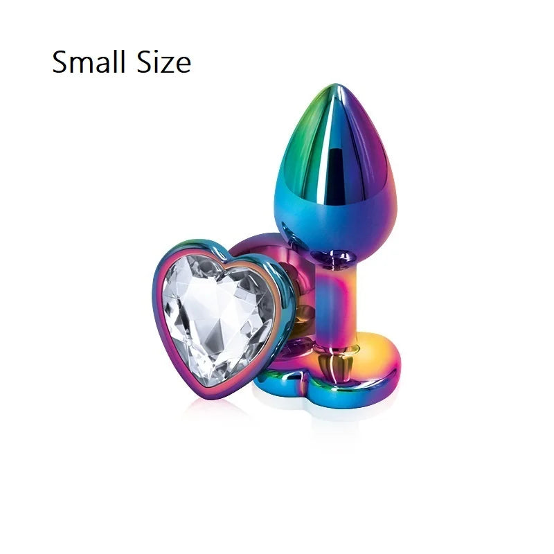 Heart-Shaped Crystal Metal Anal Set