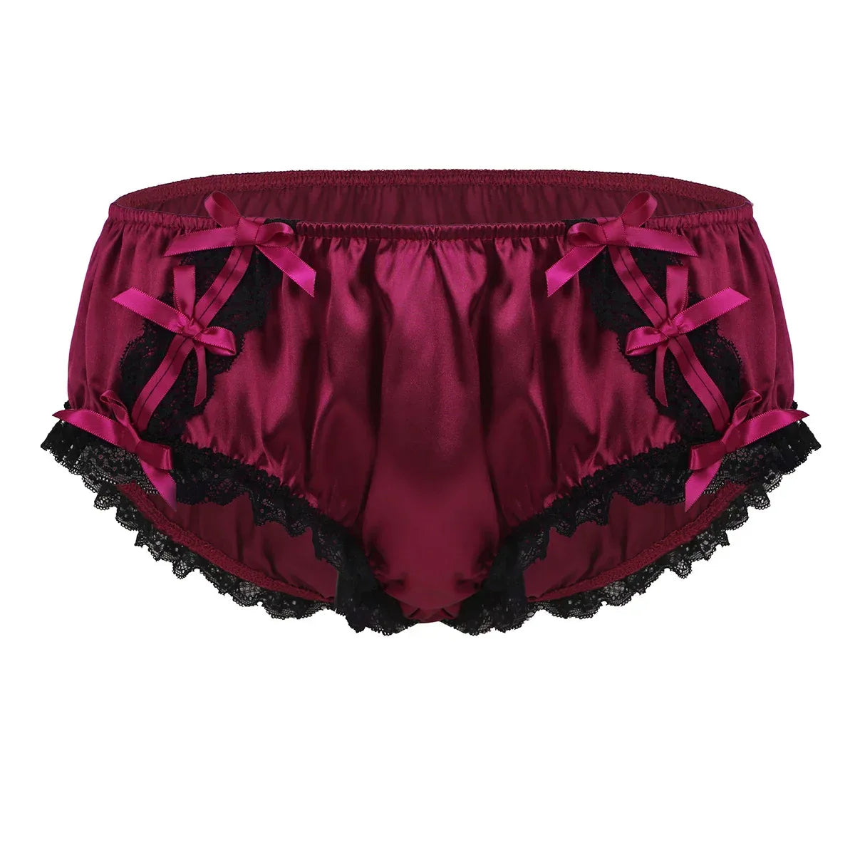 Sissy Underwear Shiny Satin Lace Ruffled Panties - Puppy's Aesthetics