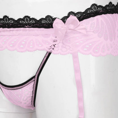 Sissy Garter Lace Bow Briefs (Colors)