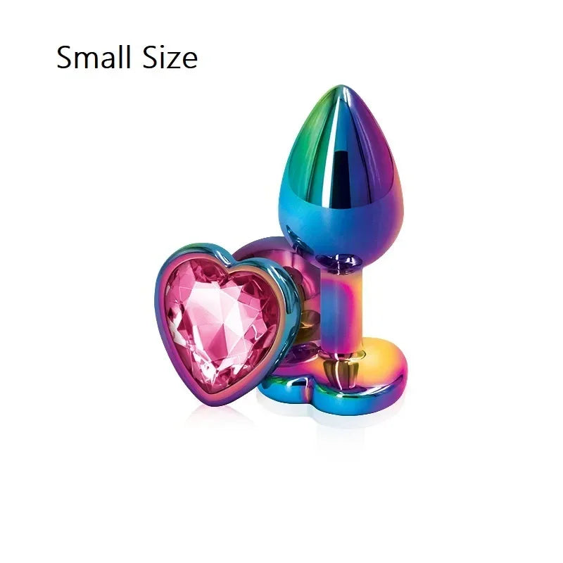Heart-Shaped Crystal Metal Anal Set - Puppy's Aesthetics