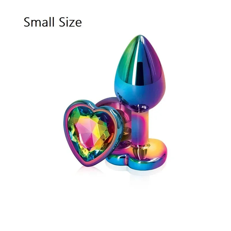 Heart-Shaped Crystal Metal Anal Set - Puppy's Aesthetics