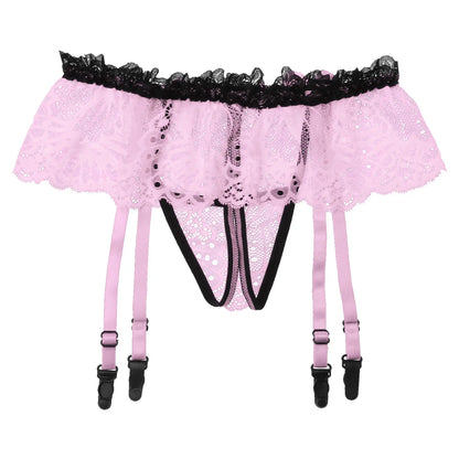 Sissy Garter Lace Bow Briefs (Colors)