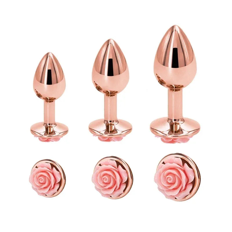 Heart-Shaped Crystal Metal Anal Set - Puppy's Aesthetics