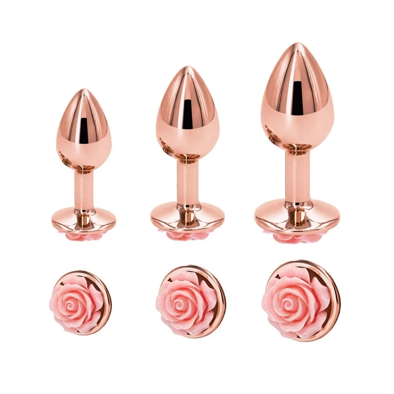 Heart-Shaped Crystal Metal Anal Set