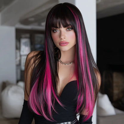 Midnight Rebel Straight Wig with Bangs (28 Inch)