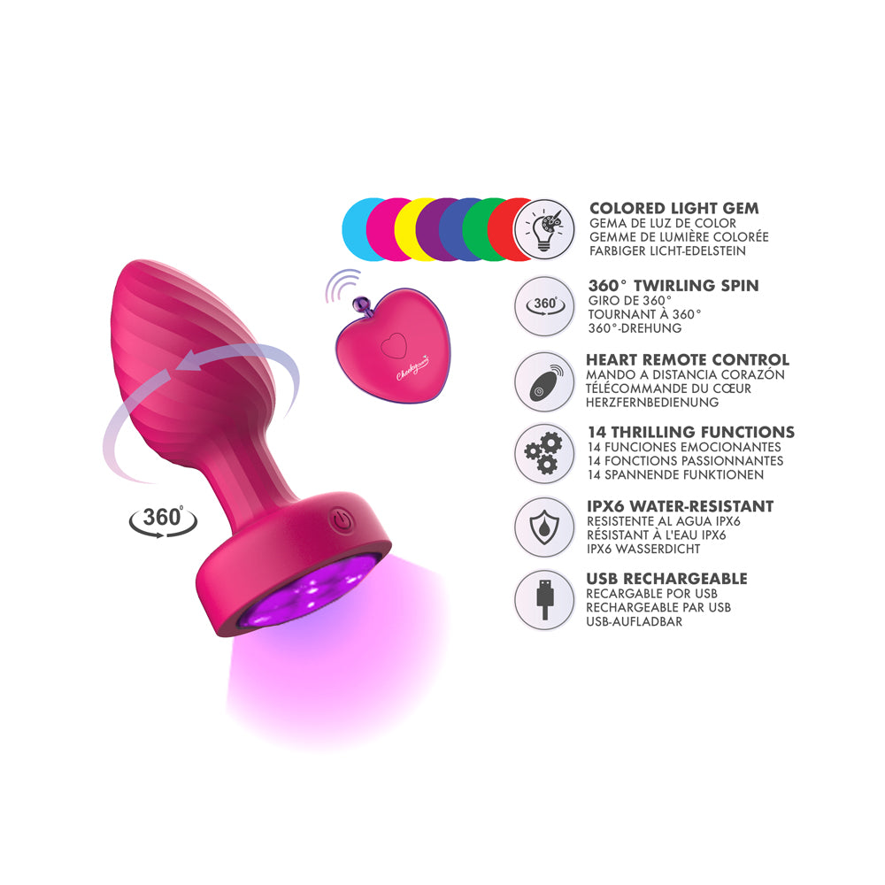 USA Only - Twirling Gem Light Up Vibe Plug w/Remote