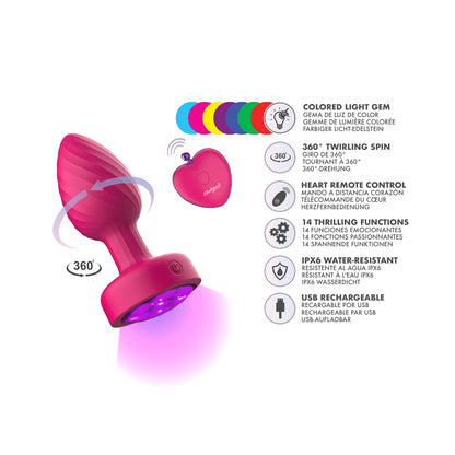 USA Only - Twirling Gem Light Up Vibe Plug w/Remote