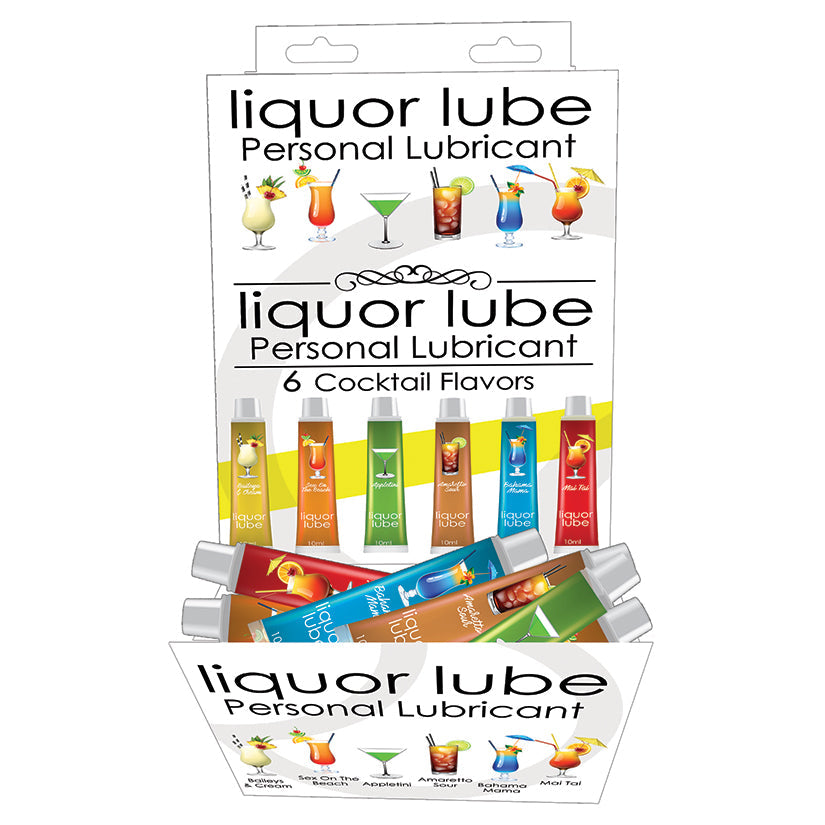 USA Only - Liquor Lube 10ml Resealable Tubes-Assorted Flavors Display of 72