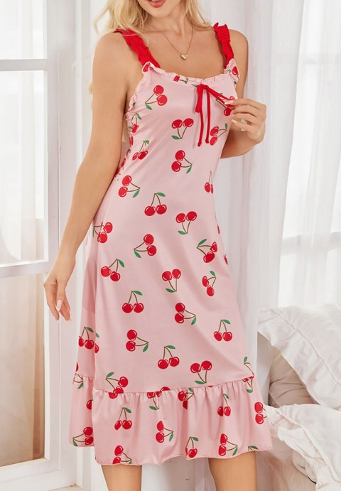 Charming Cherry Ruffle Trim Lingerie Dress