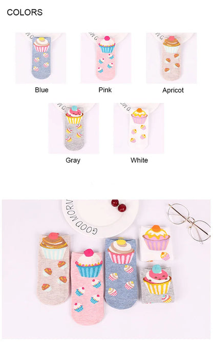 5 Pairs Kawaii Cupcake Ankle Socks