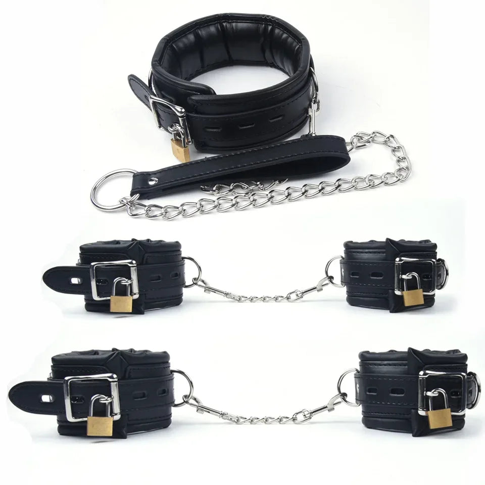 Ankle & Wrist Chain Lock Bondage Restraints - Puppy's Aesthetics