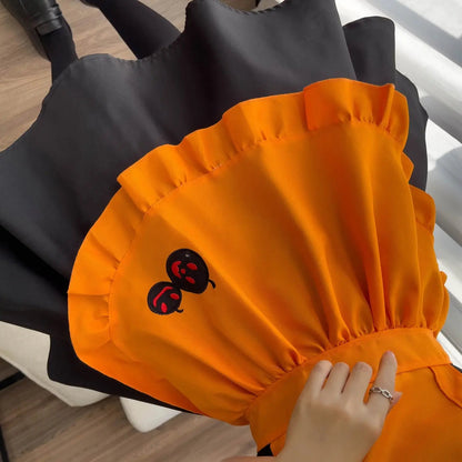 Halloween Embroidered Pumpkin Maid Plus Dress Puppy's Aesthetics