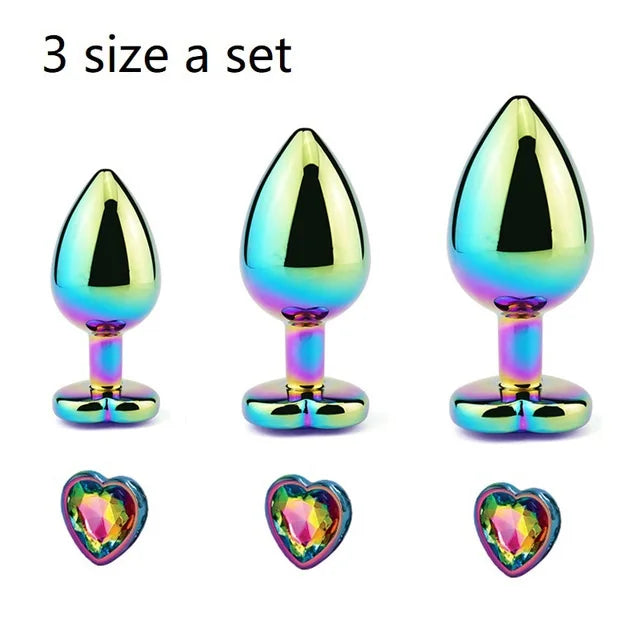 Heart-Shaped Crystal Metal Anal Set