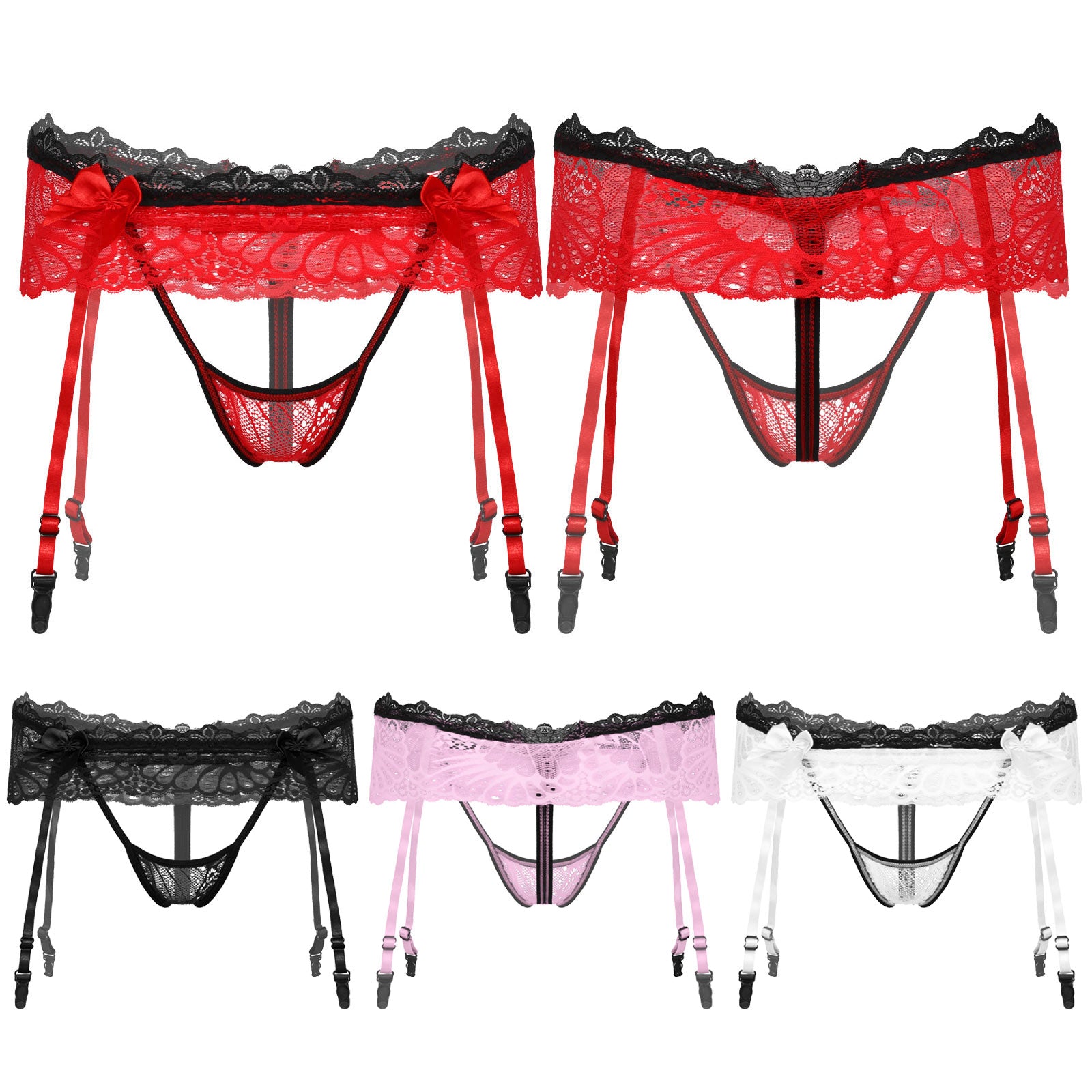Sissy Garter Lace Bow Briefs (Colors)