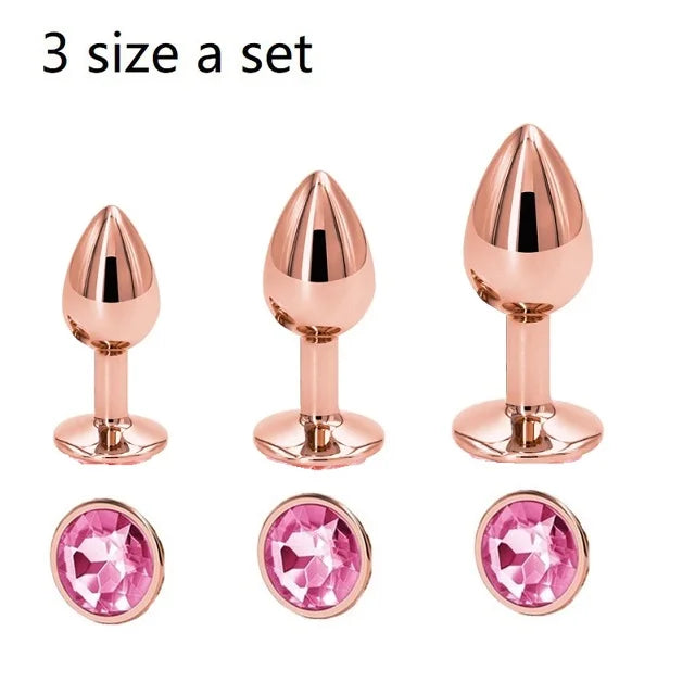 Heart-Shaped Crystal Metal Anal Set