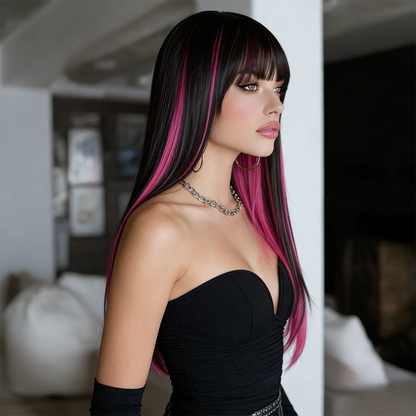 Midnight Rebel Straight Wig with Bangs (28 Inch)
