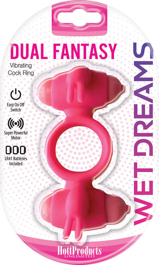 Wet Dreams - Dual Fantasy Ring With Turbo Motors - Pink
