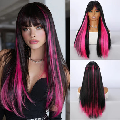 Midnight Rebel Straight Wig with Bangs (28 Inch)