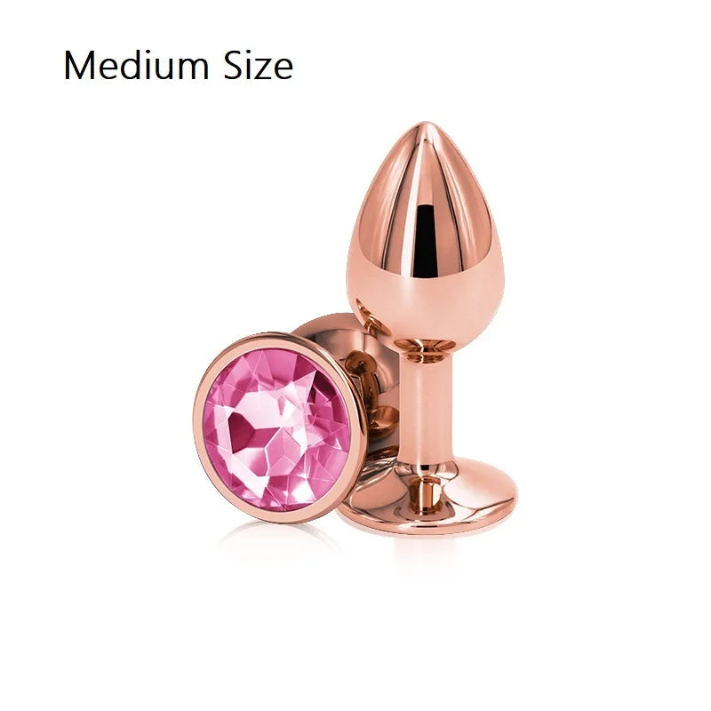 Heart-Shaped Crystal Metal Anal Set