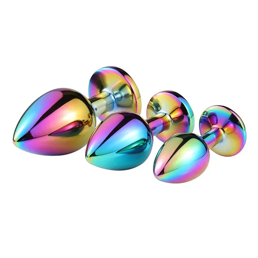 Heart-Shaped Crystal Metal Anal Set - Puppy's Aesthetics