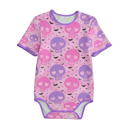 Heart Pastel Skulls Unisex Adult Onesie Bodysuit Puppy's Aesthetics