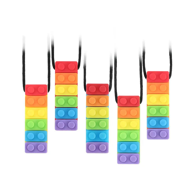 Rainbow Brick Sensory Chew Necklace – 5 Pack - Puppy's Aesthetics