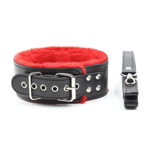 Hot Leather Plush Collar with Leather Lead (Colors) Puppy's Aesthetics
