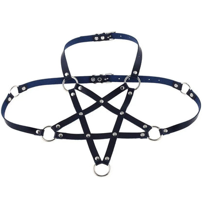 Hot PU Leather Pentagram Harness (Colors) Puppy's Aesthetics