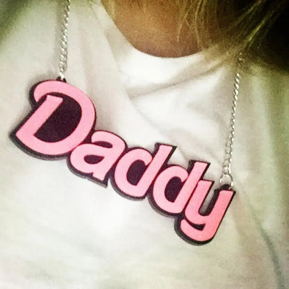 Hot Pink Daddy Pendant Necklace Puppy's Aesthetics