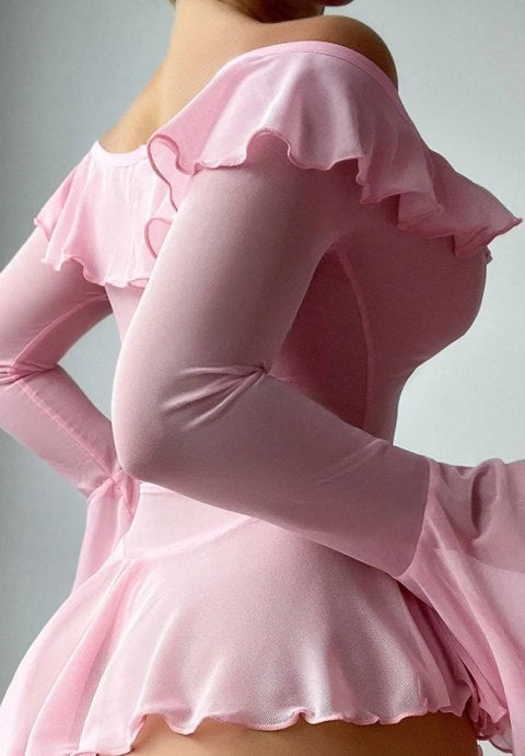 Alluring Pink Babydoll with Bell Sleeves