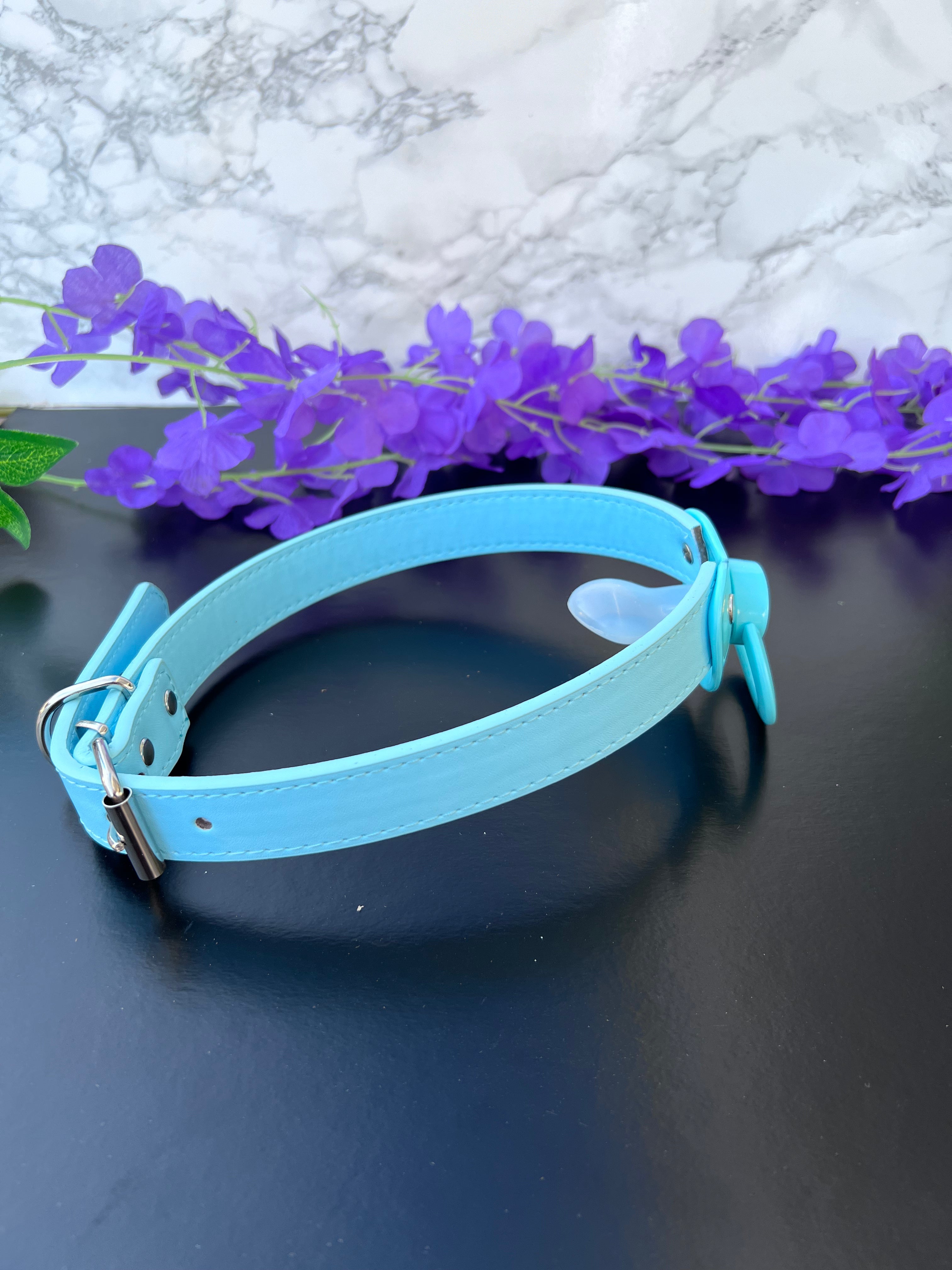 Mute Button Blue Pacifier Gag