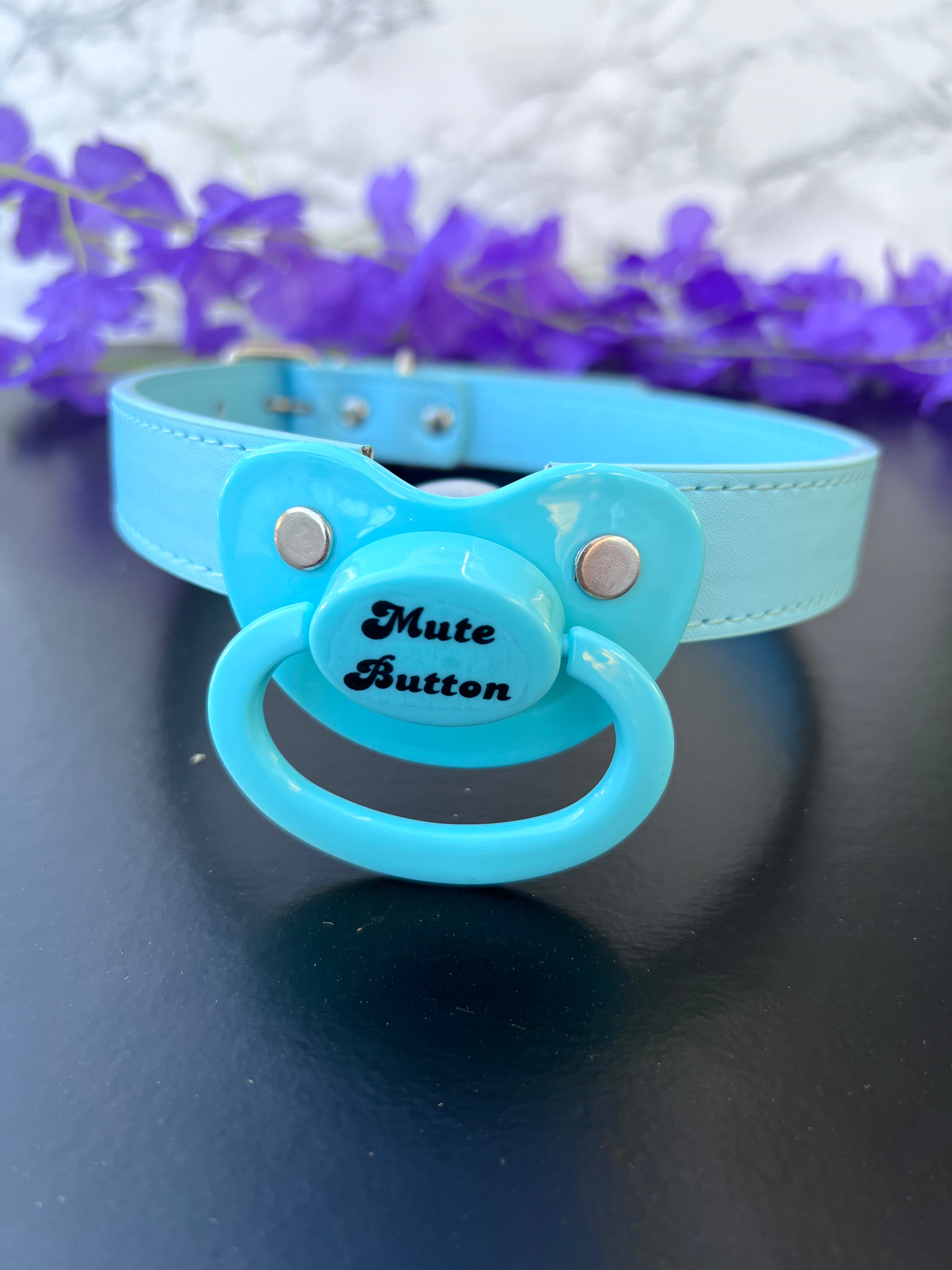 Mute Button Blue Pacifier Gag
