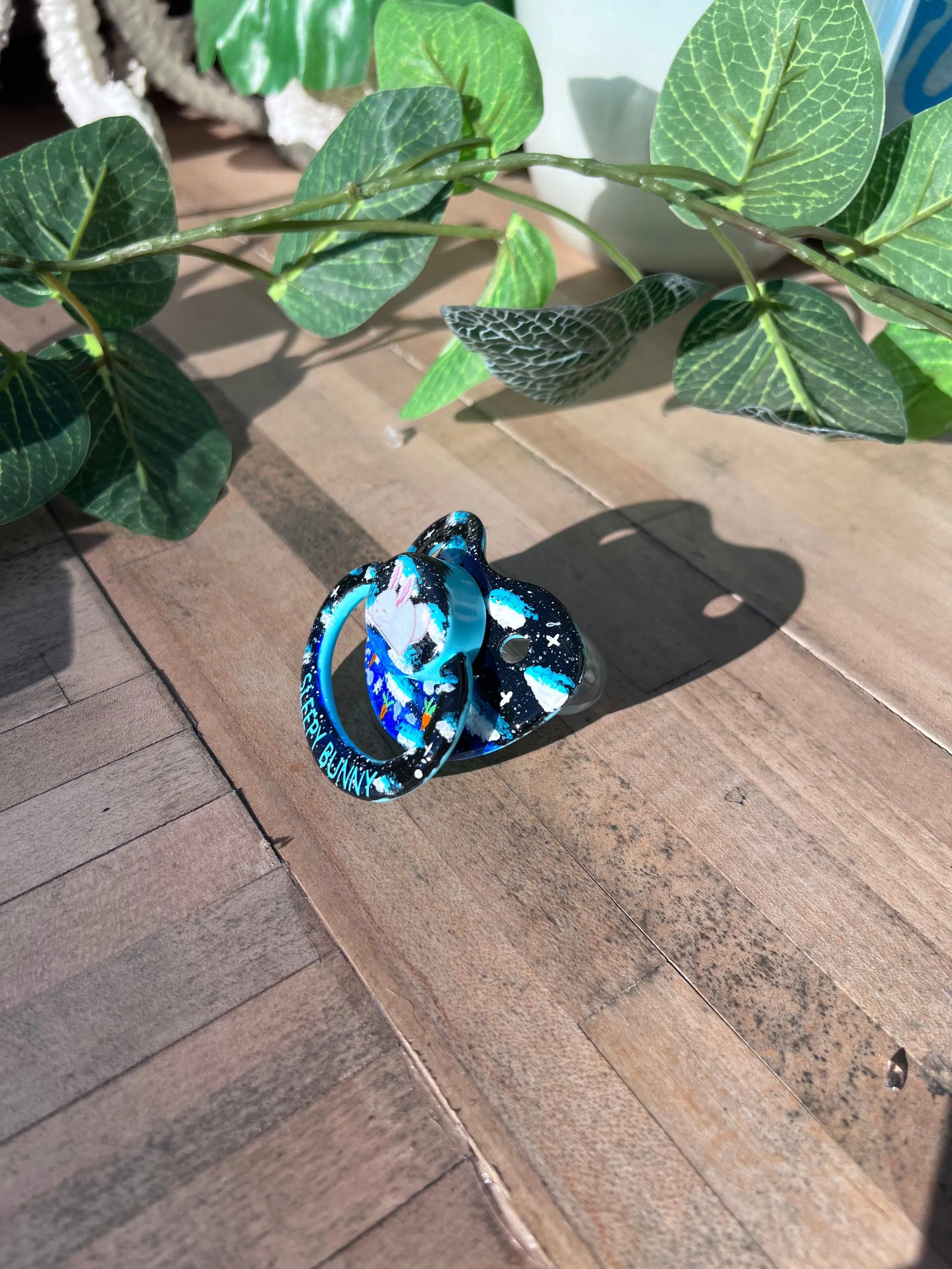 Hand Painted Adult Pacifier - Sleepy Bunny - Puppy's Aesthetics