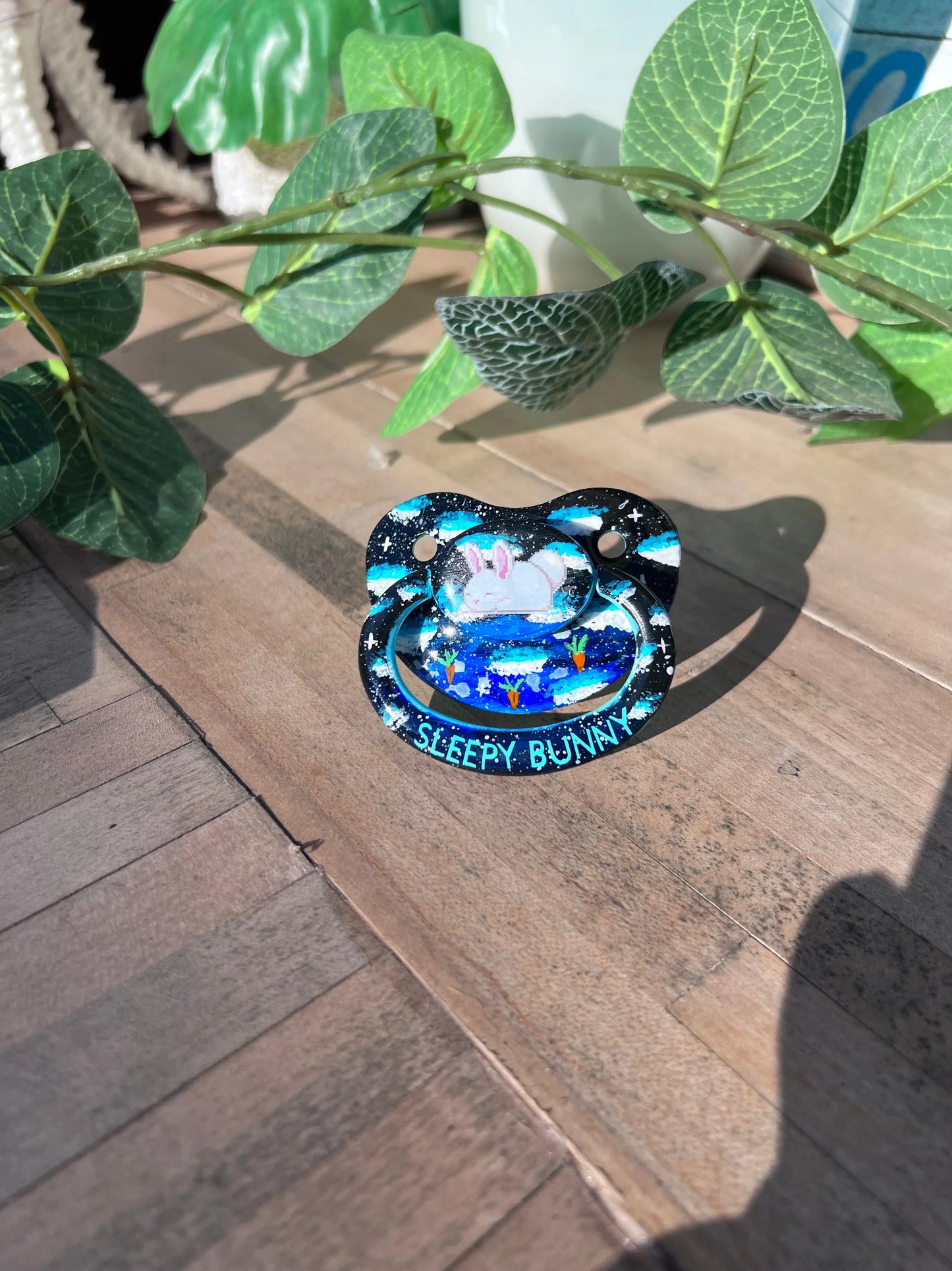 Hand Painted Adult Pacifier - Sleepy Bunny - Puppy's Aesthetics
