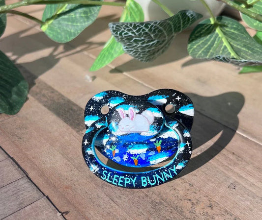 Hand Painted Adult Pacifier - Sleepy Bunny - Puppy's Aesthetics