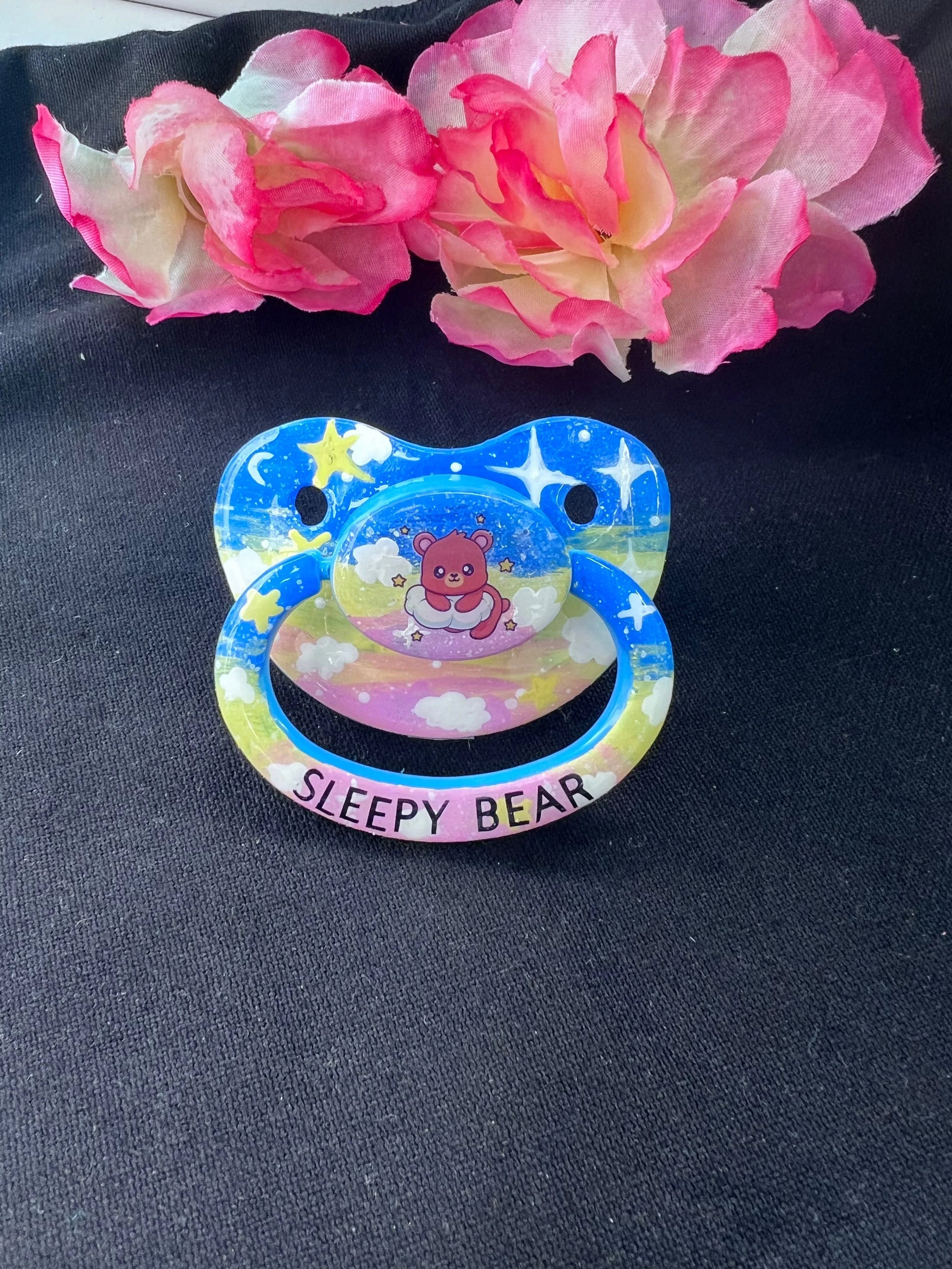 Hand Painted Adult Pacifier - Sleepy Bear - Puppy's Aesthetics