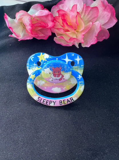 Hand Painted Adult Pacifier - Sleepy Bear - Puppy's Aesthetics