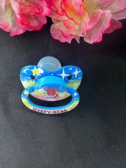 Hand Painted Adult Pacifier - Sleepy Bear - Puppy's Aesthetics