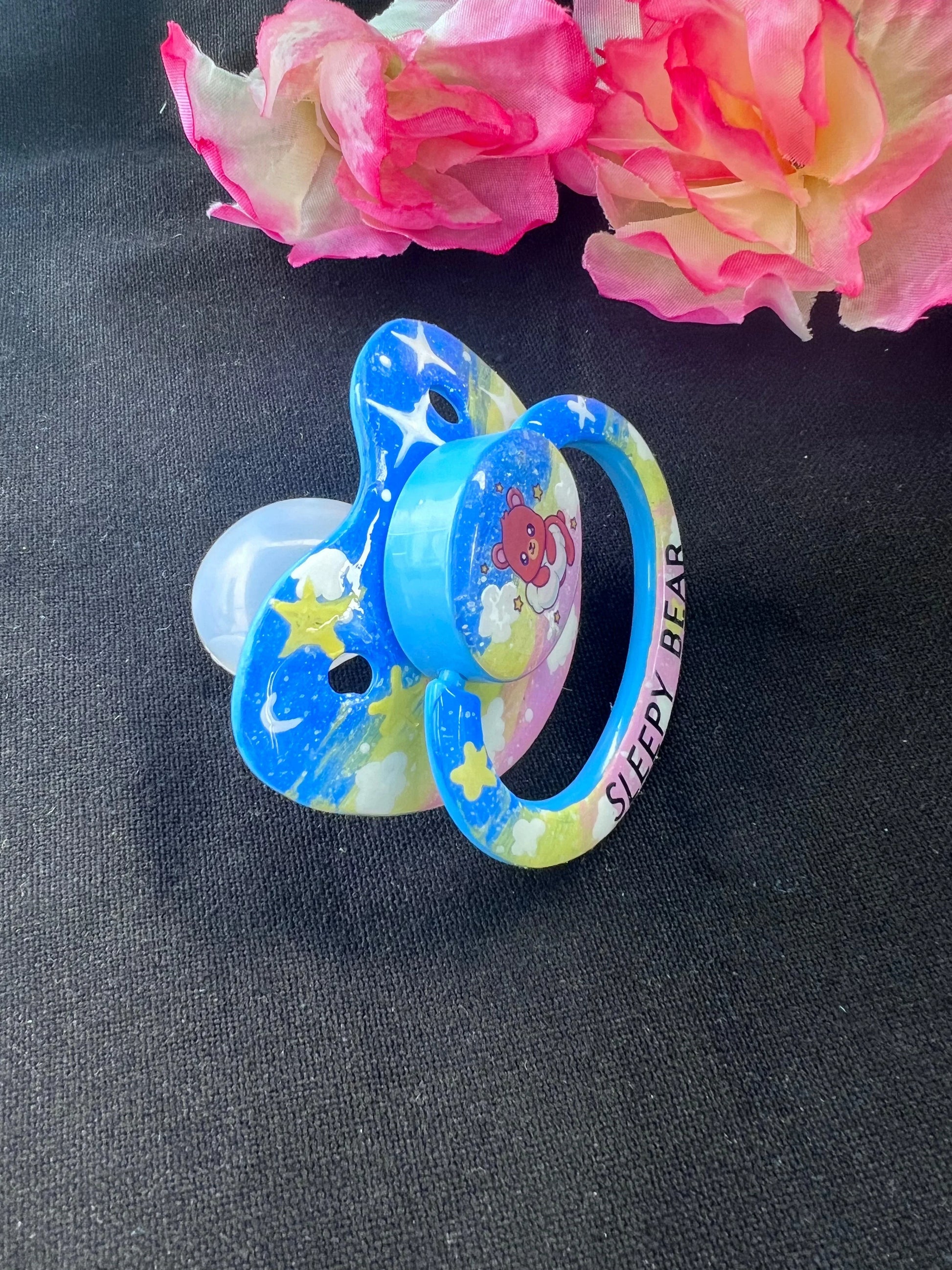 Hand Painted Adult Pacifier - Sleepy Bear - Puppy's Aesthetics