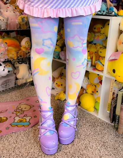 Rainbow Clouds Unisex Tights - Puppy's Aesthetics