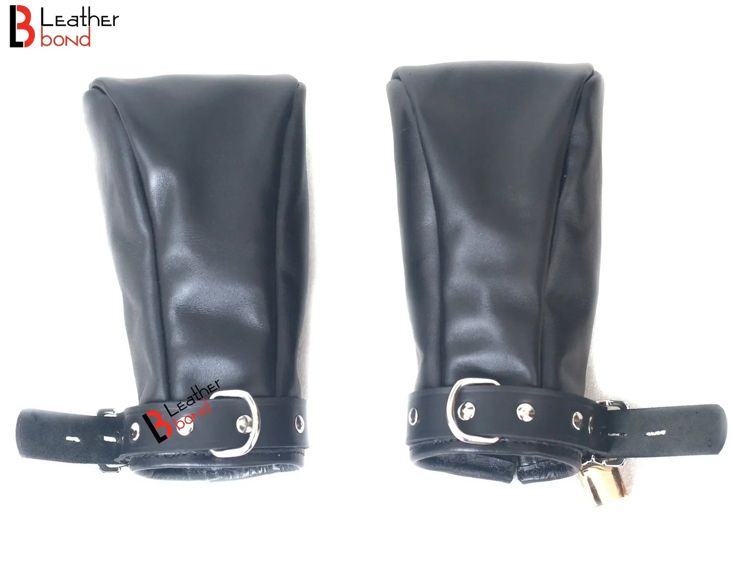 Real Cowhide Leather Fist Mitts Lockable Paw Gloves