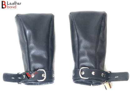 Real Cowhide Leather Fist Mitts Lockable Paw Gloves