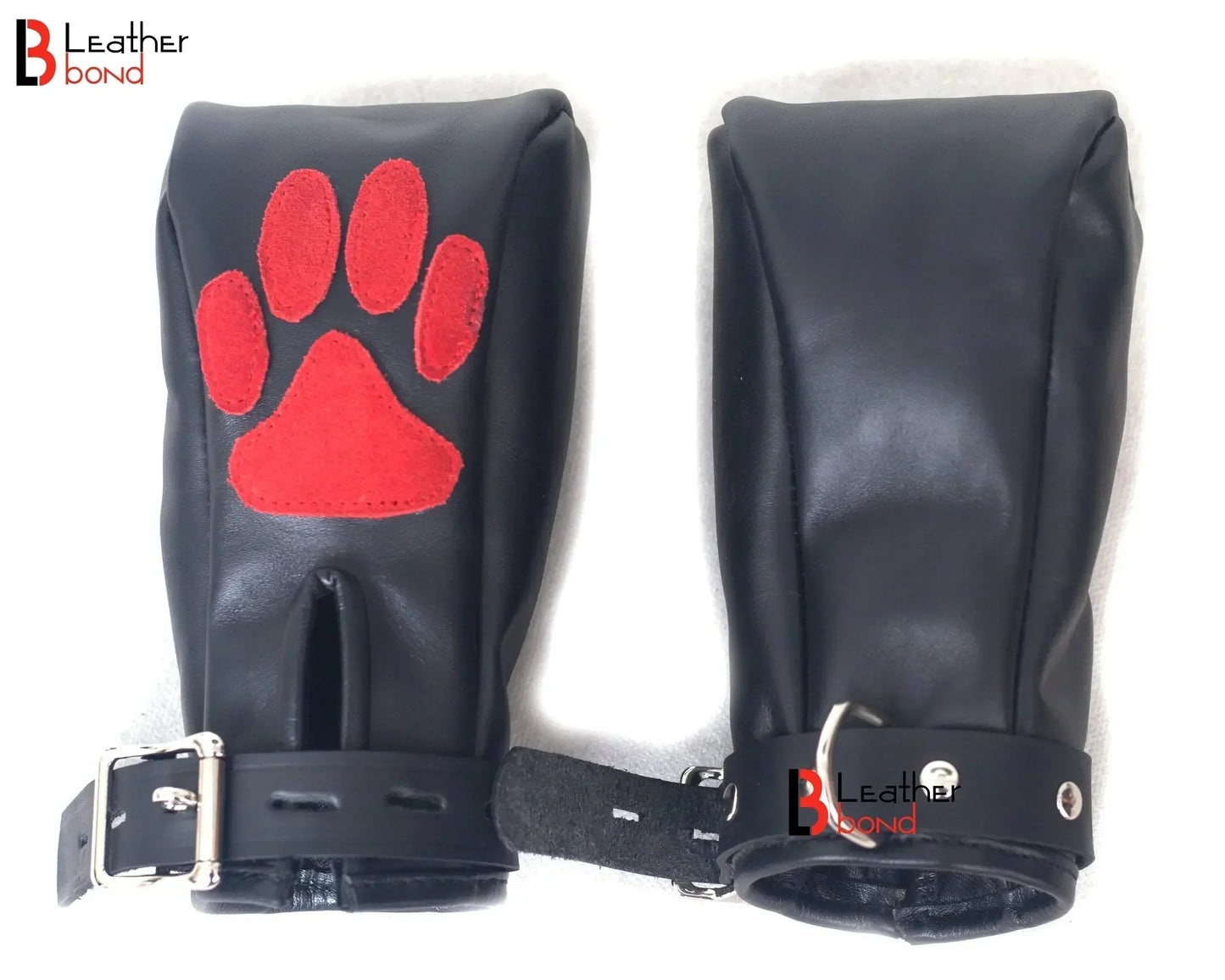 Real Cowhide Leather Fist Mitts Lockable Paw Gloves