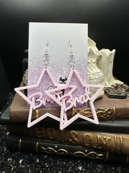Rose Pink Brat Acrylic Earrings