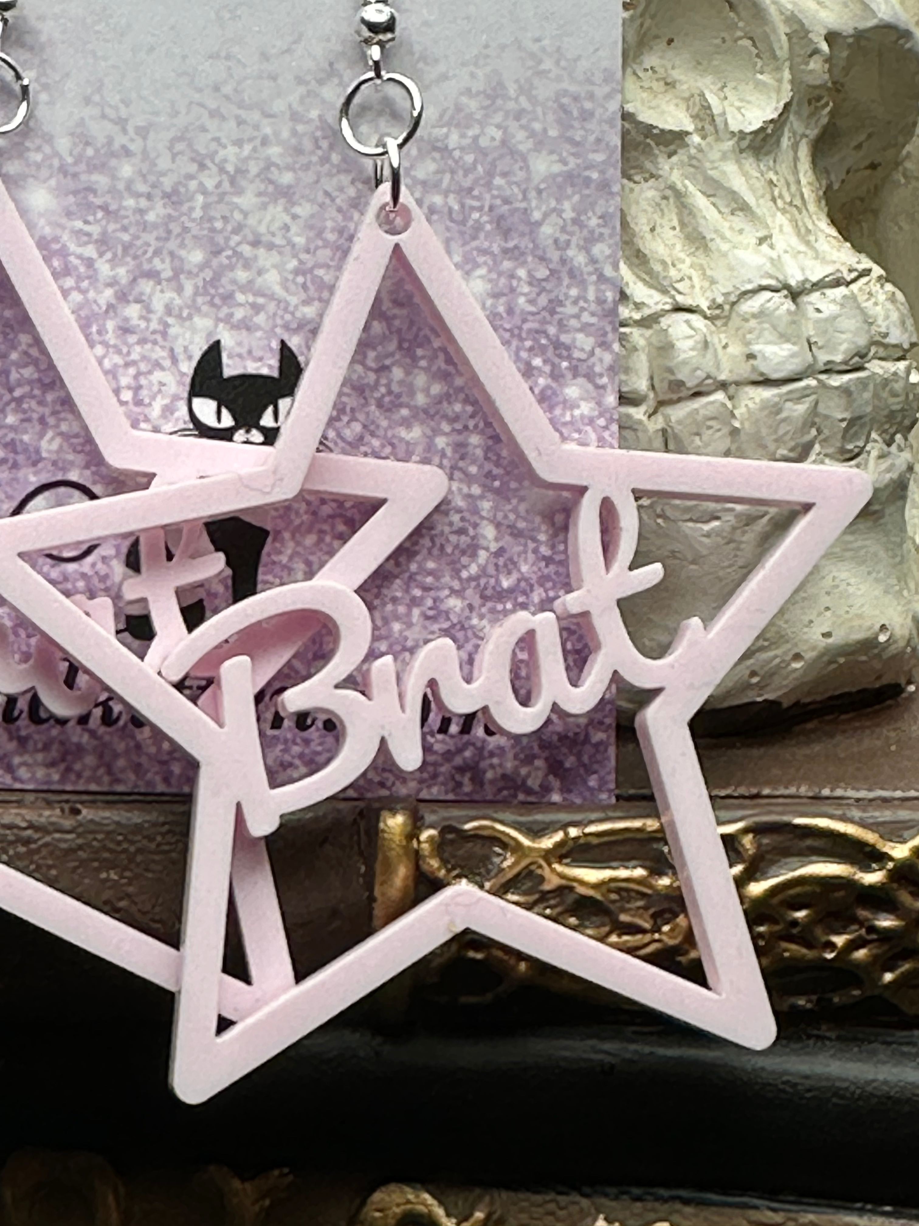 Rose Pink Brat Acrylic Earrings